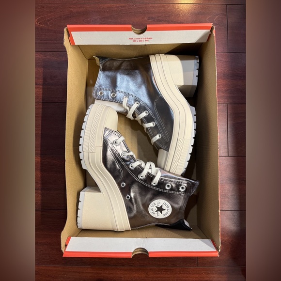 Womens 9 Converse Chuck 70 De Luxe Heel Hi Top Metallic Gunmetal New NO BOX - Picture 2 of 16